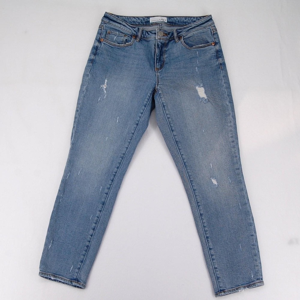 Loft Jeans Womens 27/4 Light Wash Blue Curvy Skinny Crop Distressed Denim‎